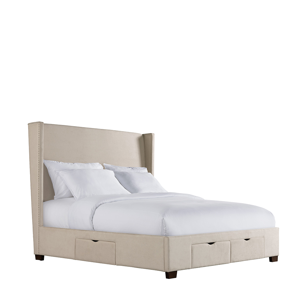 Magnolia Upholstered King Storage Beds ( Sand ) | Ellesime International 