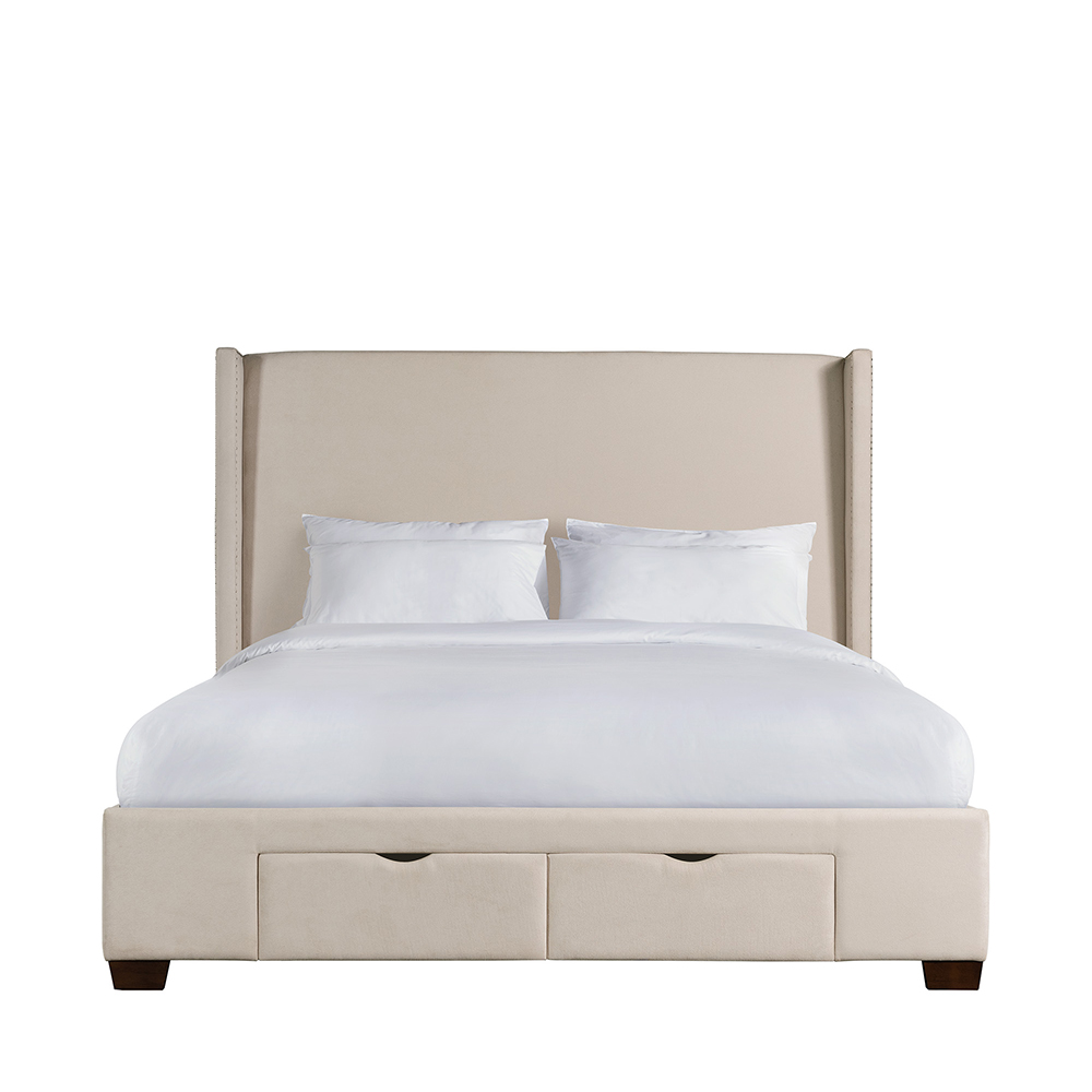 Magnolia Upholstered King Storage Beds ( Sand ) | Ellesime International 