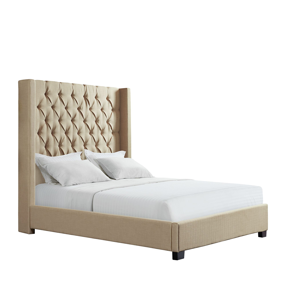 Morrow Upholstered Queen Bed ( Natural ) | Ellesime International 