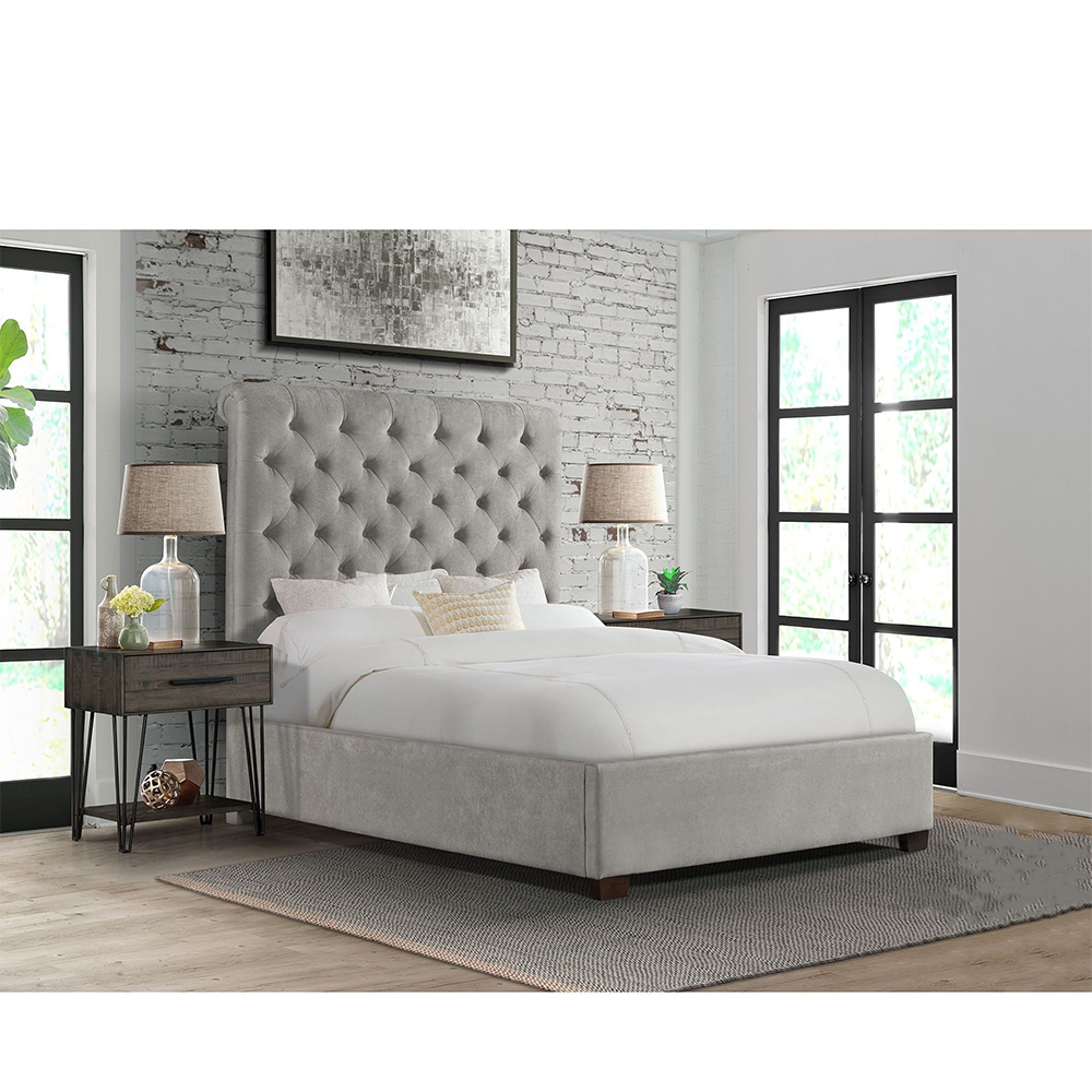 Ellesime International  | Waldorf Upholstered King Bed ( Grey )