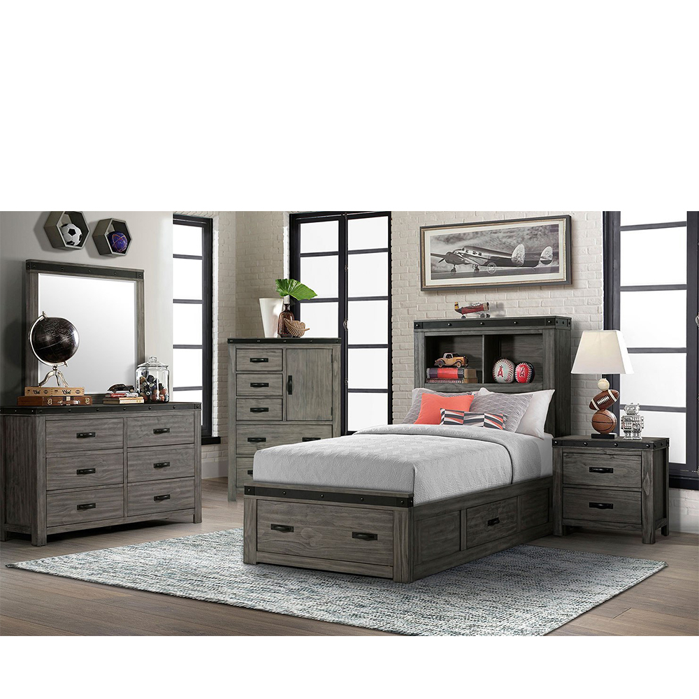 Ellesime International  | Wade Youth Three Piece Set with Twin Storage Bed ( Youth Dr, Mr, and Bed )
